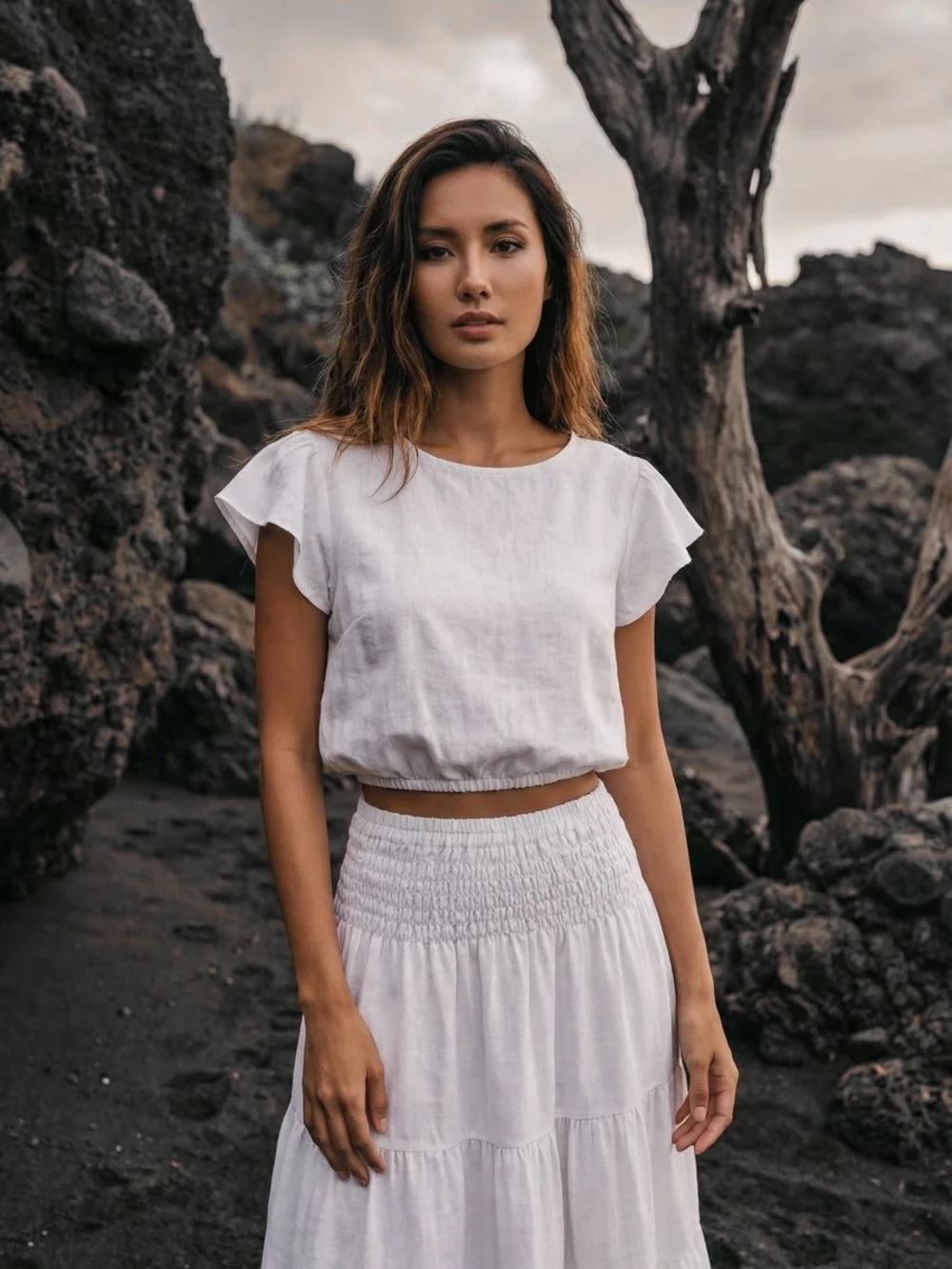 Thaluta Cap Crop Top Sina Cream